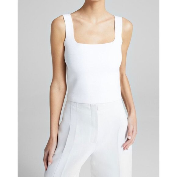 A.L.C. Victoria Knit Top Sleeveless Square Neckline Sleek Minimalist White XS - Picture 1 of 10